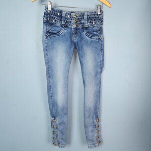 WOW Colombian Rhinestone Embellishment Skinny Jeans Size 6